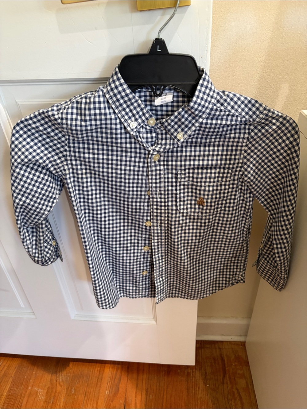 GAP Navy and White Gingham Button-Down Shirt